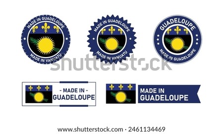Guadeloupe flag, Made in Guadeloupe . Tag, Seal, Stamp, Flag, Icon vector