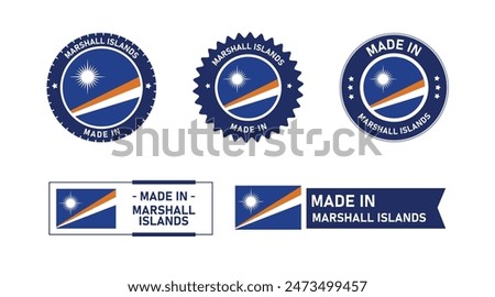 Marshall Islands flag, Made in Marshall Islands. Tag, Seal, Stamp, Flag, Icon vector