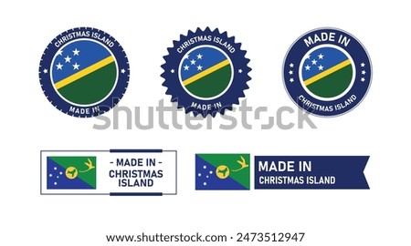 Christmas Island flag, Made in Christmas Island. Tag, Seal, Stamp, Flag, Icon vector