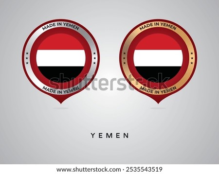 Made in Yemen. labels, stickers, pointer, badge and symbol of Yemen flag icon. Collection vector illustration