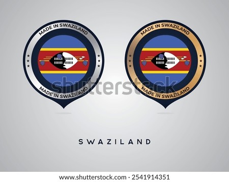 Made in Swaziland. labels, stickers, pointer, badge and symbol of Swaziland flag icon. Collection vector illustration