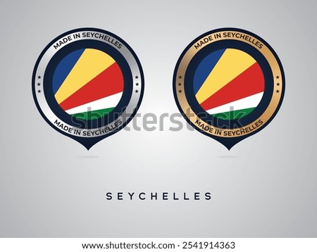 Made in Seychelles. labels, stickers, pointer, badge and symbol of Seychelles flag icon. Collection vector illustration