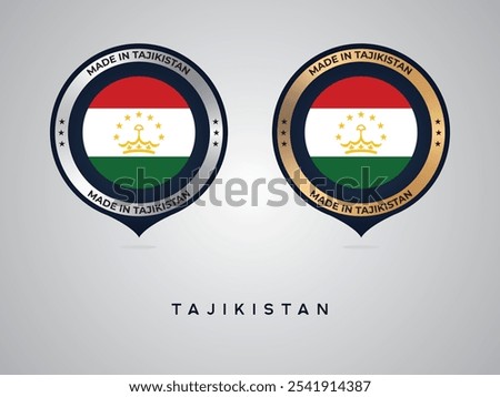 Made in Tajikistan. labels, stickers, pointer, badge and symbol of Tajikistan flag icon. Collection vector illustration