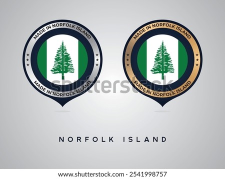 Made in Norfolk Island. labels, stickers, pointer, badge and symbol of Norfolk Island flag icon. Collection vector illustration