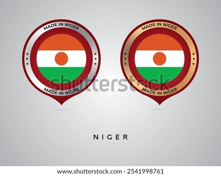 Made in Niger. labels, stickers, pointer, badge and symbol of Niger flag icon. Collection vector illustration