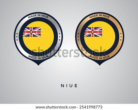 Made in Niue. labels, stickers, pointer, badge and symbol of Niue flag icon. Collection vector illustration