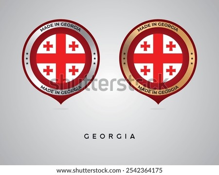 Made in Georgia. labels, stickers, pointer, badge and symbol of Georgia flag icon. Collection vector illustration