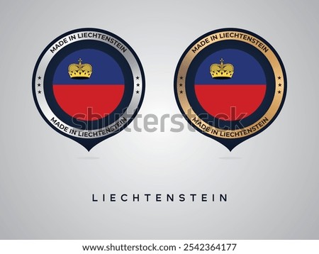 Made in Liechtenstein. labels, stickers, pointer, badge and symbol of Liechtenstein flag icon. Collection vector illustration