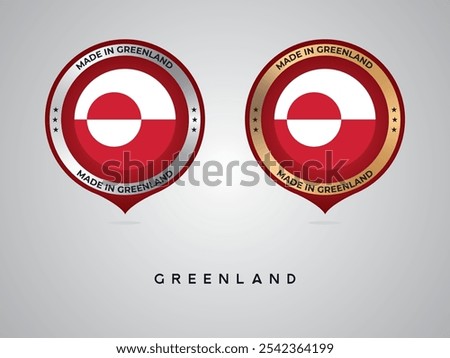 Made in Greenland. labels, stickers, pointer, badge and symbol of Greenland flag icon. Collection vector illustration