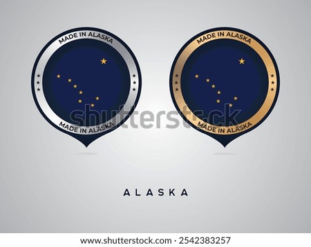 Made in Alaska. labels, stickers, pointer, badge and symbol of Alaska flag icon. Collection vector illustration