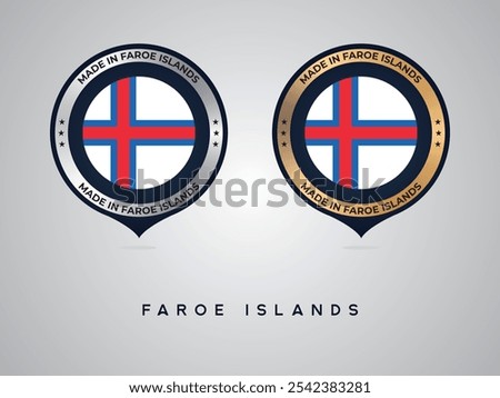 Made in Faroe Islands. labels, stickers, pointer, badge and symbol of Faroe Islands flag icon. Collection vector illustration