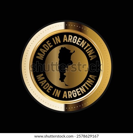 Map of Argentina. Vector illustration. Logo, Icon, and Symbol. Argentina map gold seal. 