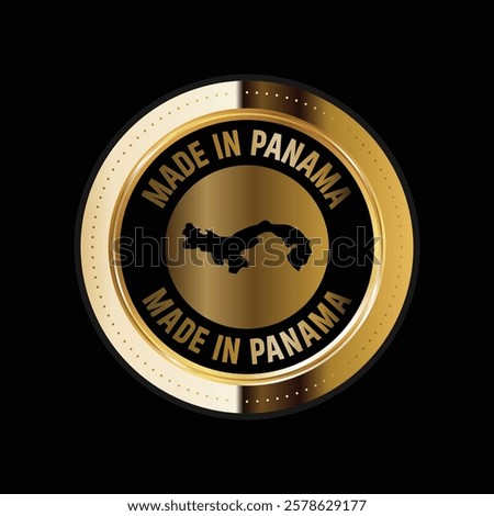 Map of Panama. Vector illustration. Logo, Icon, and Symbol. Panama map gold seal. 