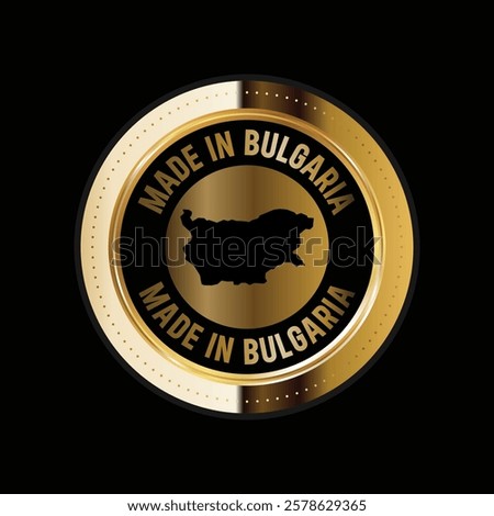 Map of Bulgaria. Vector illustration. Logo, Icon, and Symbol. Bulgaria map gold seal. 