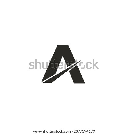 Letter A logo with slashed effect and white background