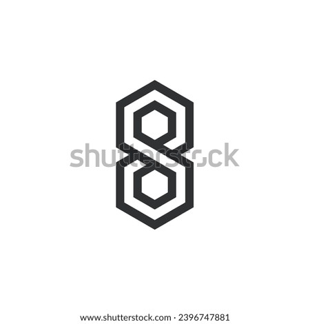 Logo number 8 hexagon and infinity with blank background