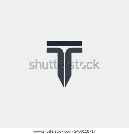 T-shaped logo like a pen with a blank background