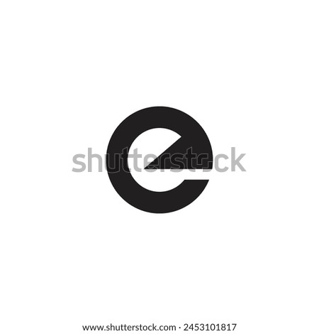 Logo letter E circle black minimalist line with blank background