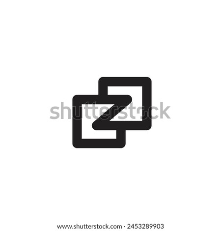 Logo letter Z with two square line minimalist and blank background