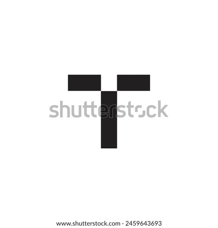 Logo letter T pixel block minimalist with blank background