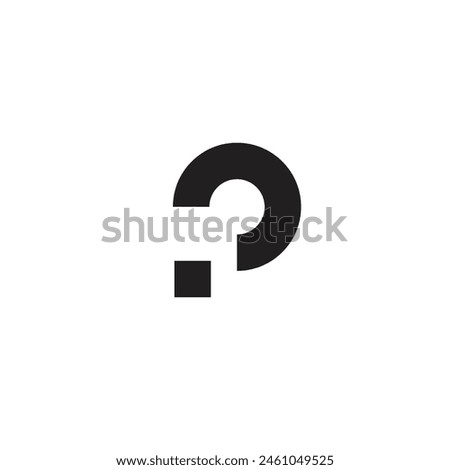 Logo letter P or question mark minimalist simple design with blank background