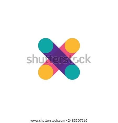 Logo letter X colorful rainbow with blank background