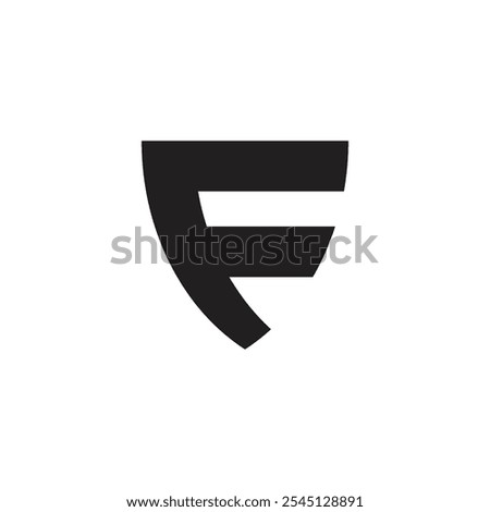 Logo letter F shield secure protect unique design minimalist with blank background