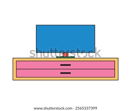 Illustration tv desk retro unique design with blank background