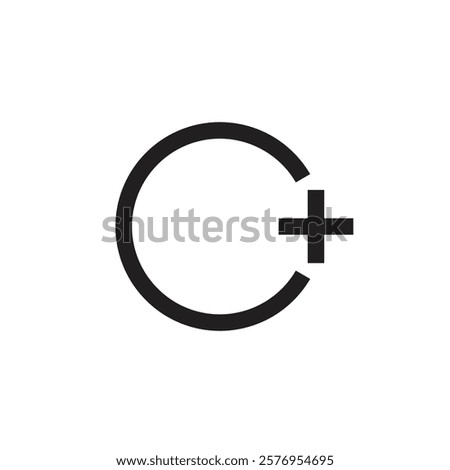 Logo letter O plus line stroke unique design with blank background