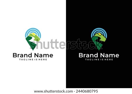 abstract mountain road location vector logo