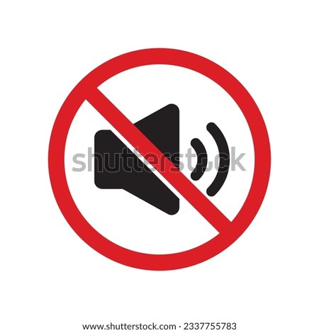 No Sound Icon, No Noise, Mute Button, Keep Your Volume Lower, Silence Icon, Speaker Icon, Megaphone Symbol, Turn Off Button With Red Cross Vector Illustration, Musical Design Elements