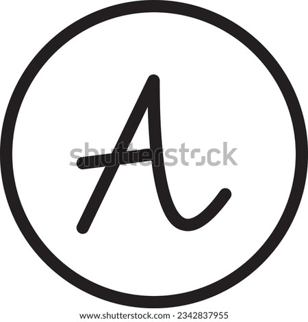 Calligraphy Script Text Outline Icon