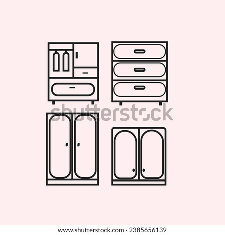 cupboard minimalist logo design line art illustration creative furniture