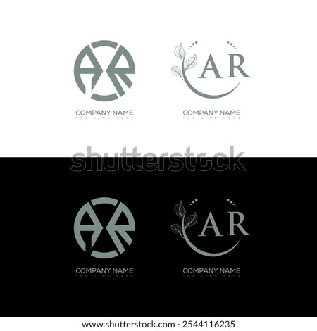 AR minimalist and classic logo set design. AR monogram circle shape vector. AR unique design.
