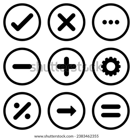 graphic illustrated Mathematics incorrect right plus icon set circle outline