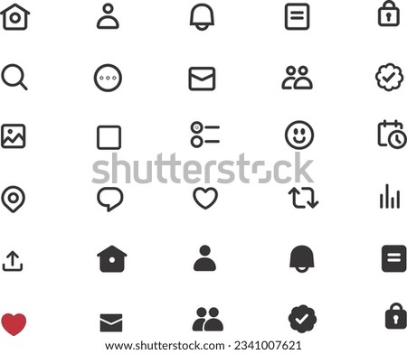 Twitter symbols icons and elements stroke vectors