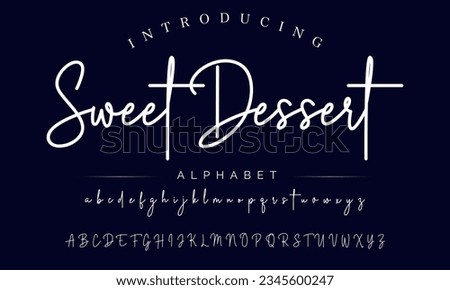 Sweet Dessert Hand drawn vector alphabet. Script font. Isolated letters written with marker, ink. Calligraphy, lettering.