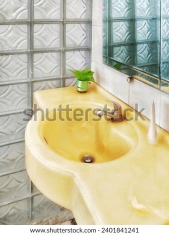 Similar – Image, Stock Photo Old style bathroom corner with ceramic tiles.