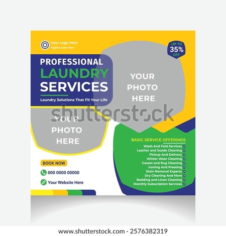 Professional Laundry Services social media post design template