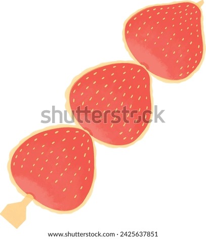Sugar coated candy strawberry, Tang Hulu, sugar fruit on a stick, vector illustration.