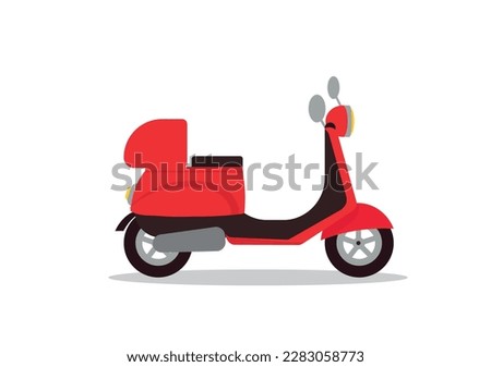 red scooter motorcycle delivery courier transport vector graphics