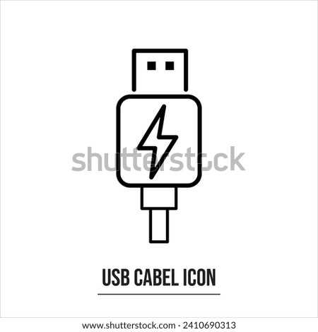 Plug USB cable icon vector sign and symbols in white background.
