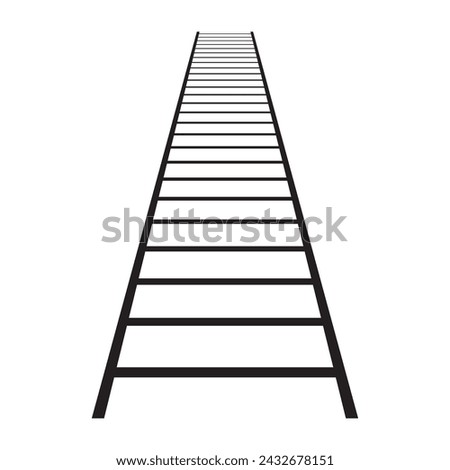 Curved railroad vector illustration of isolated on white background. Straight and curved railway train track icon set. Perspective view railroad train pathes. In eps 10