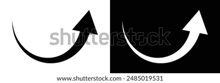 Sharp curved black arrow icon. Arrow illustration pointing down. Counterclockwise direction pointer. Black and white bath . In eps 10.