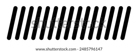Slash line. Border with diagonal lines. Angle of tilt stripes. Black pattern of footer isolated on white background. Vector illustration in eps 10.