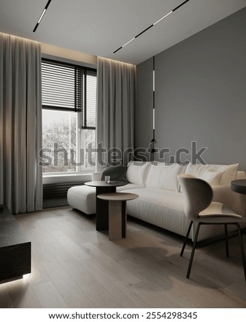 Similar – Image, Stock Photo Stool with pillows in an empty room