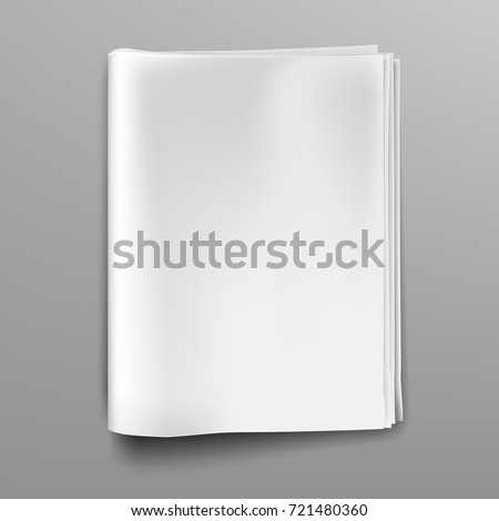 Empty, blank, white newspaper (magazine) mockup, front page. Realistic vector illustration
