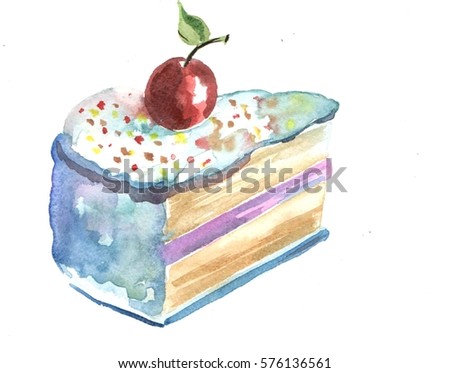 Cake on a white background . watercolor illustration or card
