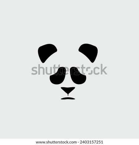 Stylized Giant panda full body drawing. Simple panda bear icon or logo design. Black and white vector illustration.