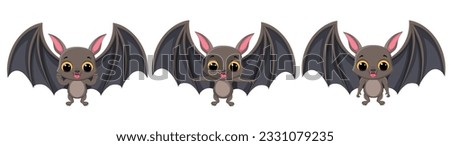 Set of vector Halloween bat. Design for Halloween, Cute bat Halloween characters.